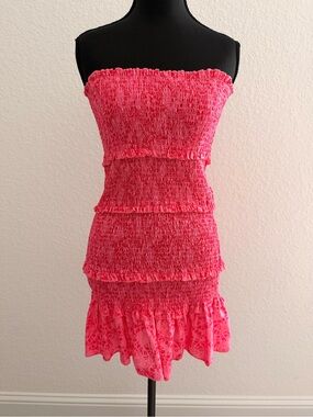 Chic Me Pink Smocked Mini Dress | Strapless Babydoll Dress